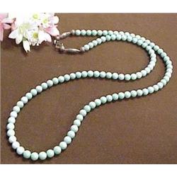 Turquoise bead and sterling silver necklace 35"