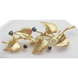 18kt yellow gold leaf motif brooch 7.5gr with sap