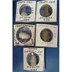 Collection of five Civil War artifacts; Confedera