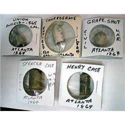 Collection of five Civil War artifacts; Confedera