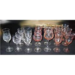 Assortment of glass stemware.  Some cut.  The tal