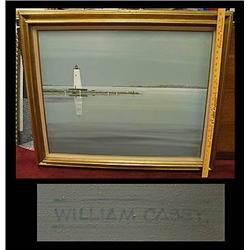Nicely framed Lighthouse scene signed William Cas