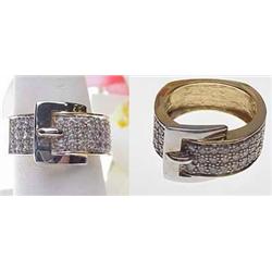 Lady's 14kt yellow gold pave diamond buckle ring 