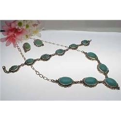 Sterling silver and turquoise necklace, bracelet 