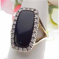 14kt yellow gold black onyx and diamond ring appr