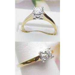 Square cut diamond solitaire ring approx .70Ct 18