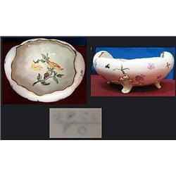 Footed porcelain hand painted dish standing 3 1/2