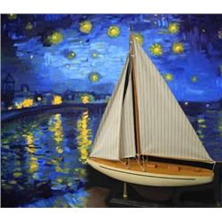 Decorative Wooden Sailboat standing 22 1/2" to to