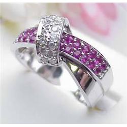 14kt white gold diamond approx .65ctw and pink sa