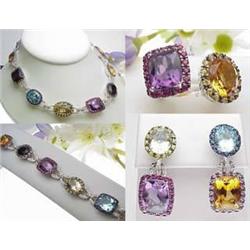 Gorgeous multi-colored stone and diamond necklace