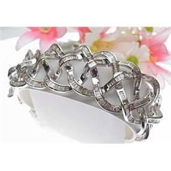 18kt white gold channel set baguette diamond brac