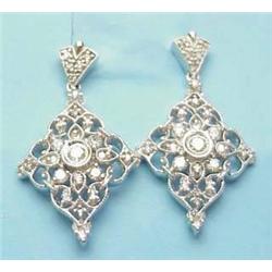14kt white gold dangle diamond earrings .85Ctw