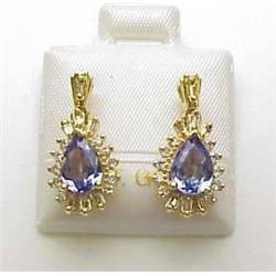 Diamond and tanzanite earrings 14kt yellow gold
