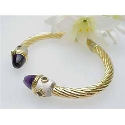 14kt two-tone bangle bracelet with amethyst and p