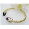 Image 1 : 14kt two-tone bangle bracelet with amethyst and p