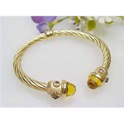 14kt yellow gold bangle bracelet with citrine and