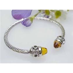 14kt white gold bangle bracelet with citrine and 