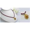Image 1 : Citrine and garnet pendant with diamond bail on g