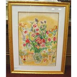 (63) Marc Chagall Bouquet and Lovers Litho on art