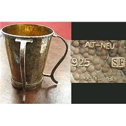 17.5oz Sterling two handled mug standing 5 tall o