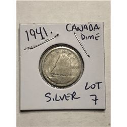 1941 Silver Canadian Dime Nice Early Coin