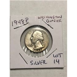 1948 P Silver Washington US Quarter Nice Early Coin
