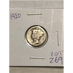 1920 Silver Mercury Dime Nice Early US Coin