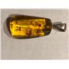 Image 1 : Large Beautiful Amber Pendant Filled with Insects and Plants 6.5 Total Grams Sterling Silver Clasp
