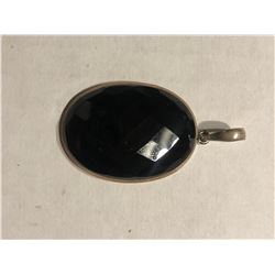 Large Diamond Cut Black ONYX and Sterling Silver Pendant Total Weight is 13.4 Grams Beautiful