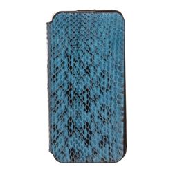 MCM Blue Snakeskin Leather Flap iPhone 5 Case