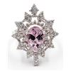 Image 1 : 2.87 Carat Pear Cut Morganite Diamond Wedding Engagement Ring in 14k White Gold