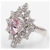 Image 2 : 2.87 Carat Pear Cut Morganite Diamond Wedding Engagement Ring in 14k White Gold