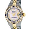 Image 2 : Rolex Ladies 2 Tone Pink Mother Of Pearl Roman & Sapphire Datejust Wristwatch