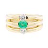 Image 2 : 1.20 ctw Emerald And Diamond Ring - 14KT Yellow Gold