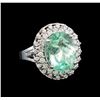 Image 1 : GIA Cert 9.25 ctw Emerald and Diamond Ring - 14KT White Gold