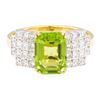 Image 2 : 3.49 ctw Peridot And Diamond Ring - 18KT Yellow Gold