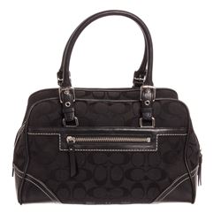 Coach Black Monogram Canvas Leather Shoulder Handbag