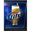 Image 1 : Miller Lite Beer Sign Mirror Reflective Plaque Framed Wall Display