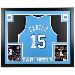 Vince Carter Signed North Carolina Tar Heels 35x43 Custom Framed Jersey (Beckett COA)