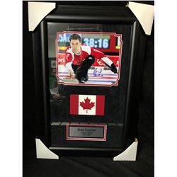 BRAD GUSHUE SIGNED CANADA-CURLING 2006 GOLD 26" X 16" FRAMED PHOTO DISPLAY (GAMEDAY COA)
