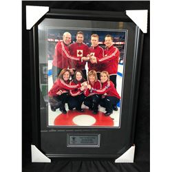 VANCOUVER 2010 TEAM CANADA CURLING SIGNED 22" X 30" FRAMED PHOTO W/ KEVIN MARTIN/ CHERYL BERNARD...