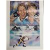 Image 1 : LIMITED EDITION DUAL SIGNED BOBBY & BRETT HULL ARTIST PRINT (22" X 28")