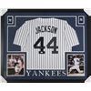 Image 1 : Reggie Jackson Signed New York Yankees 35x43 Custom Framed Jersey (JSA COA)