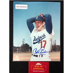CARL ERSKINE SIGNED 8 X 10 BASEBALL PHOTO W/ COA