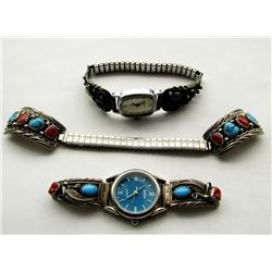 THREE SETS OF STERLING NAVAJO BAND TIPS