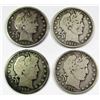 Image 1 : Lot of 4 SEMI-KEY BARBER HALF DOLLARS