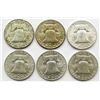 Image 2 : 6 FRANKLIN HALF DOLLARS AU/BU