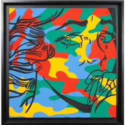 Corinna Heumann, Lichtenstein Meets Warhol (Crying Camouflage), Oil Painting