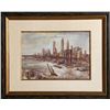 Image 1 : Reginald Marsh, Brooklyn Bridge and Lower Manhattan II, Watercolor Painting