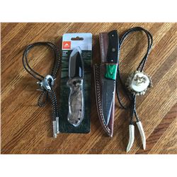 2 Sheep Bolo Ties & Knives